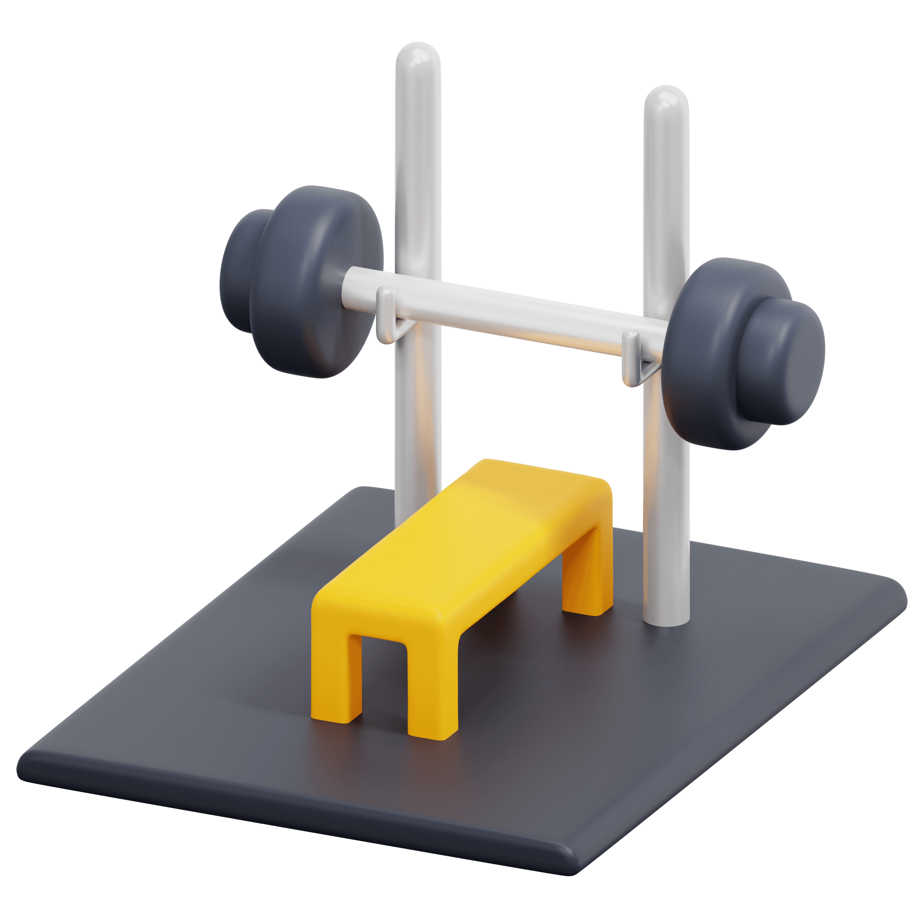Weight bench with barbell