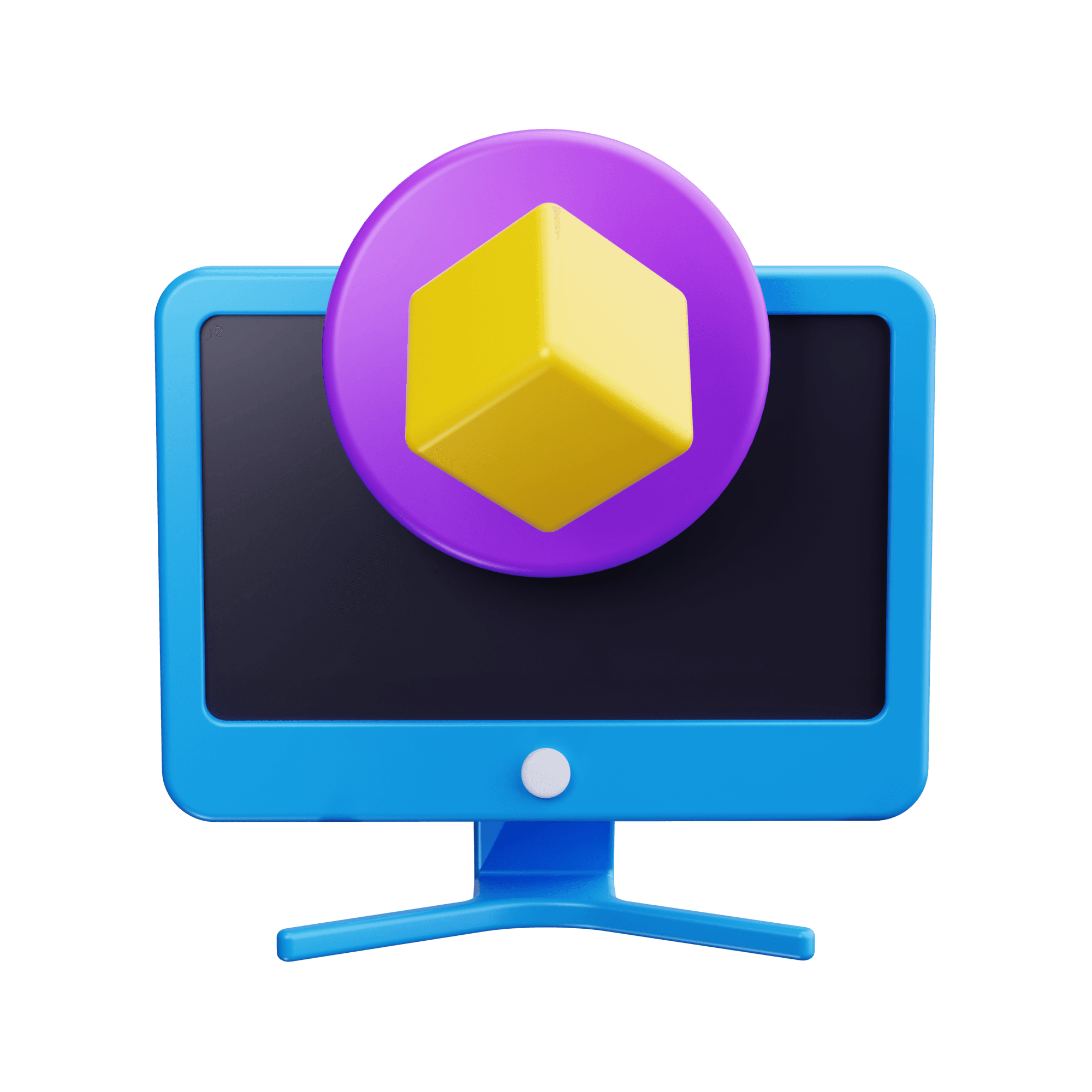 Computer monitor with 3D object