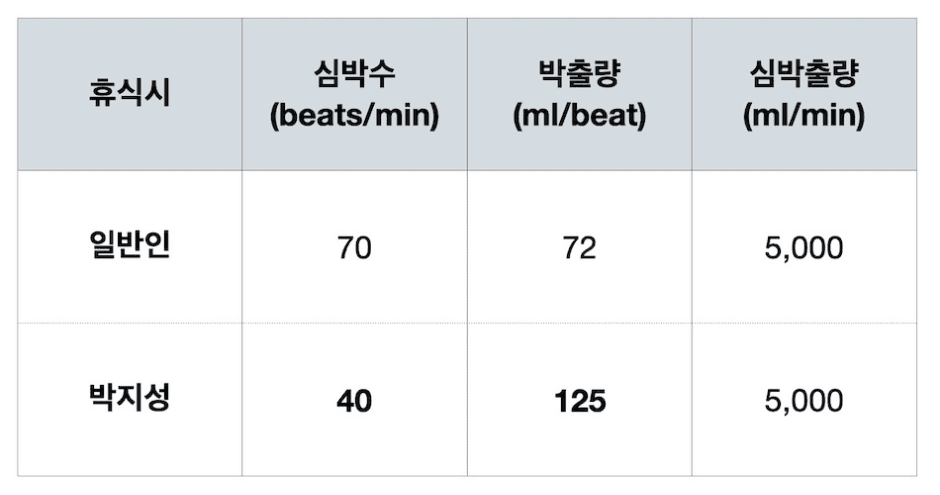 *심박출량 = 심박수 x 박출량